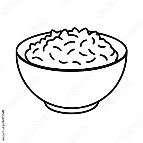 Italian risotto bowl with parmesan shreds in clean line art Vector illustration