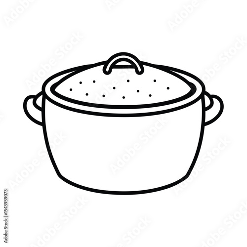 Line art of biryani in traditional handi pot Vector illustration