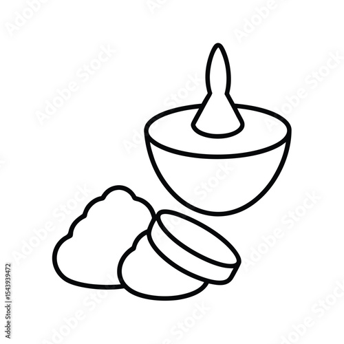 Line art of chicken nuggets with dipping sauce Vector illustration