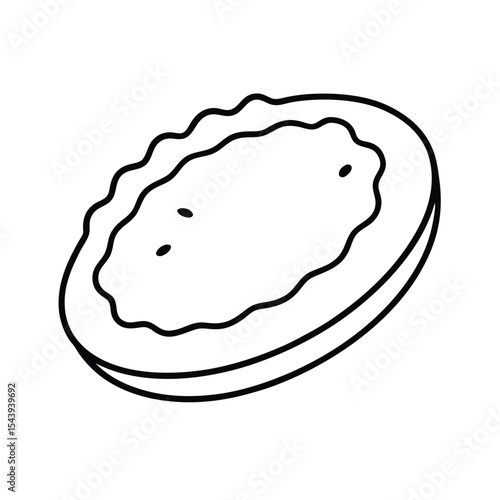Line art of stuffed paratha in fine line drawing Vector illustration