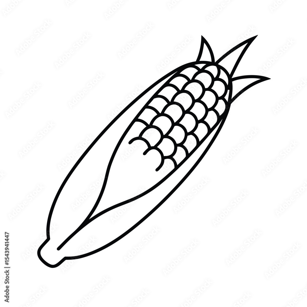 Mexican street corn elote in thin line art Vector illustration Mexican street corn elote in thin line art Vector illustration