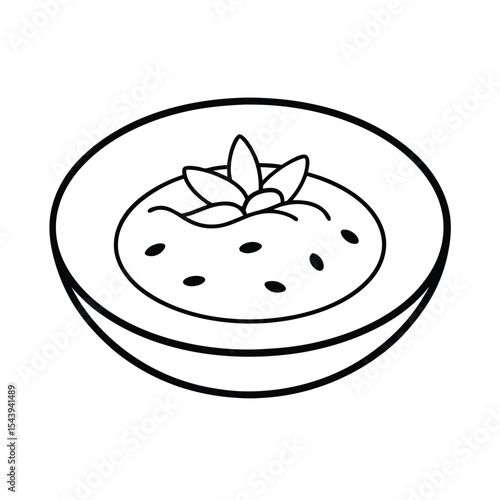 Mediterranean hummus platter in clean line art Vector illustration