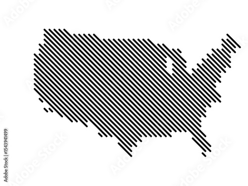 Top-Left Diagonal Lines Vector Map of the United States Small