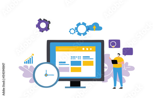 Business people collaborating on laptops, business smart working with online video conference meeting concept and business team  working from anywhere with internet wireless technology.