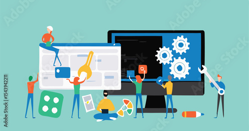 Business people collaborating on laptops, business smart working with online video conference meeting concept and business team  working from anywhere with internet wireless technology.