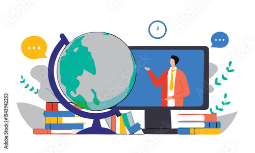 Business people collaborating on laptops, business smart working with online video conference meeting concept and business team  working from anywhere with internet wireless technology.