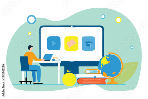 Business people collaborating on laptops, business smart working with online video conference meeting concept and business team  working from anywhere with internet wireless technology.