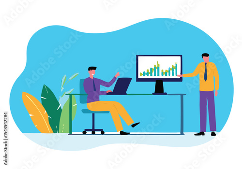 Business people collaborating on laptops, business smart working with online video conference meeting concept and business team  working from anywhere with internet wireless technology.