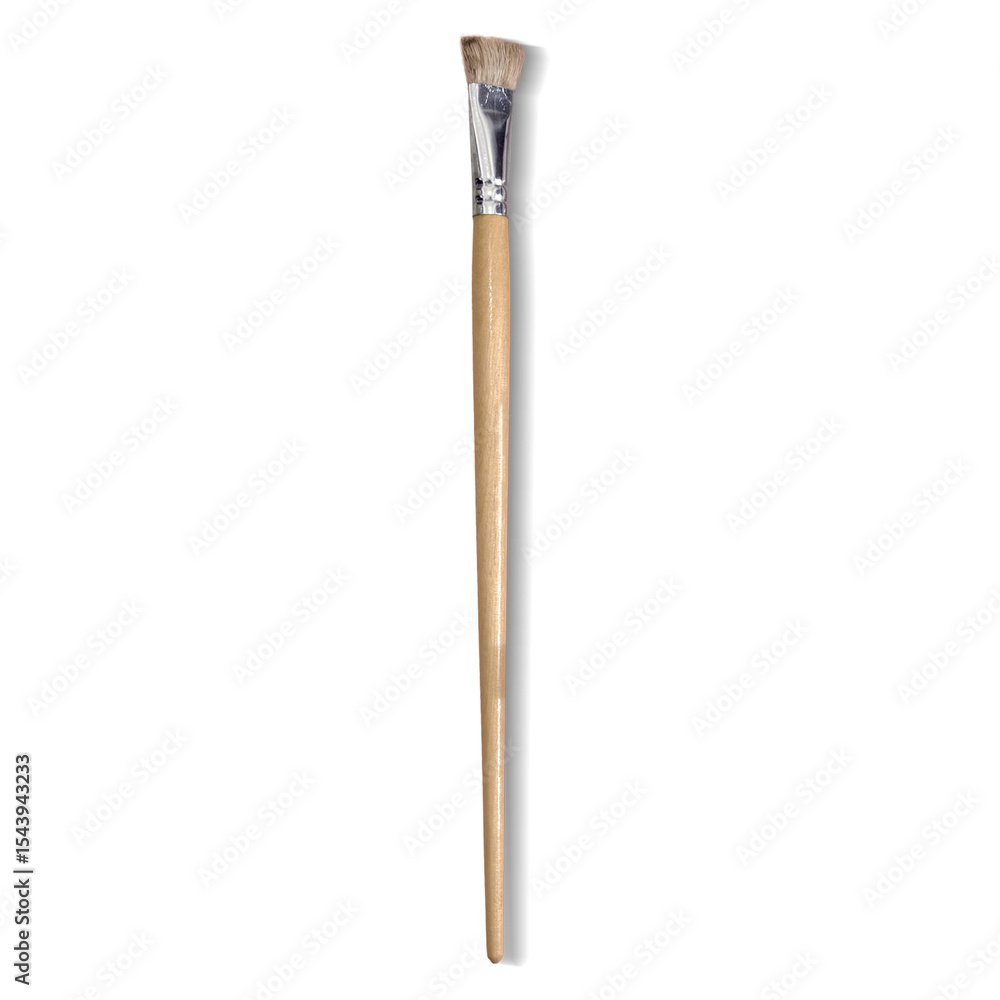 A paintbrush with a wooden handle, designed for artistic painting and creative expression. A paintbrush with a wooden handle, designed for artistic painting and creative expression.