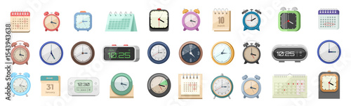 Clock and calendars vector set