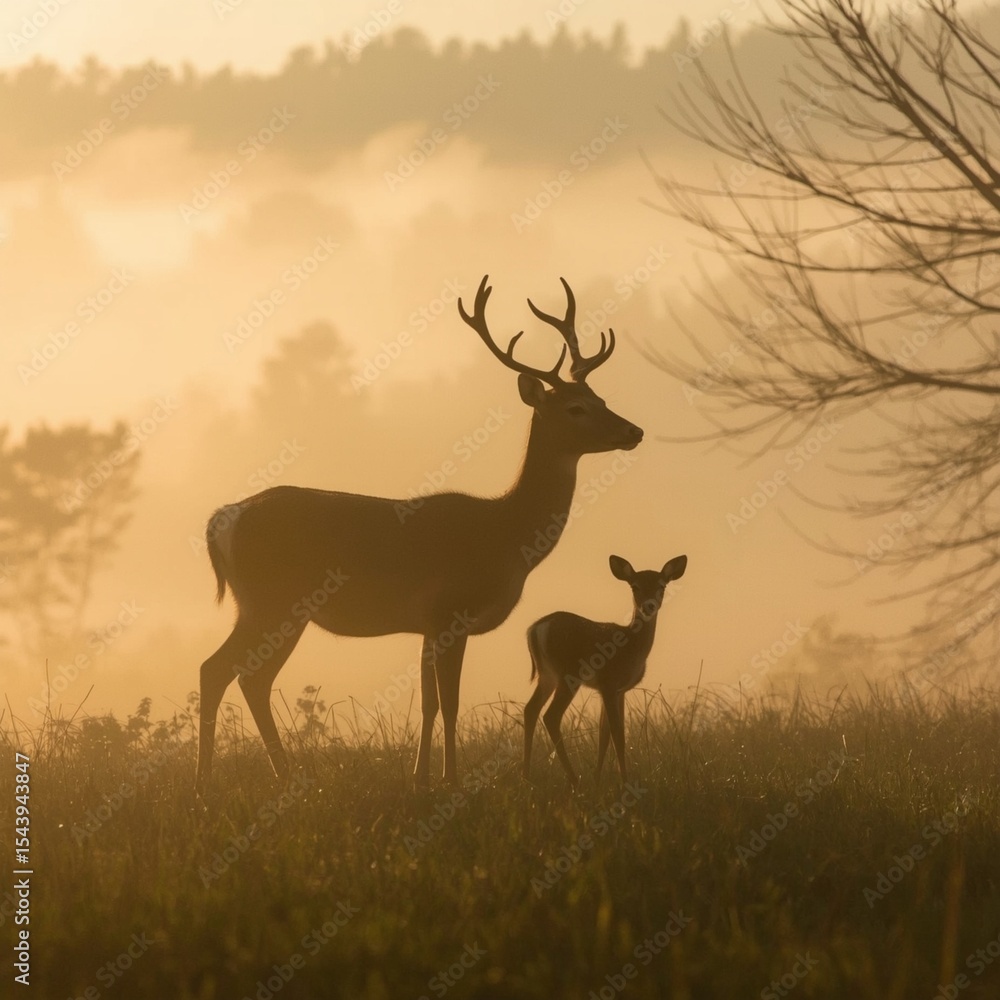 Fototapeta premium deer in the sunset