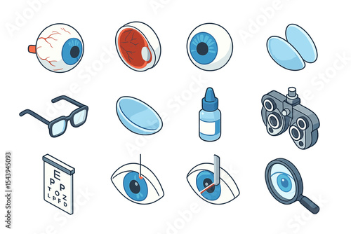Eye care tools and vision correction elements illustrated