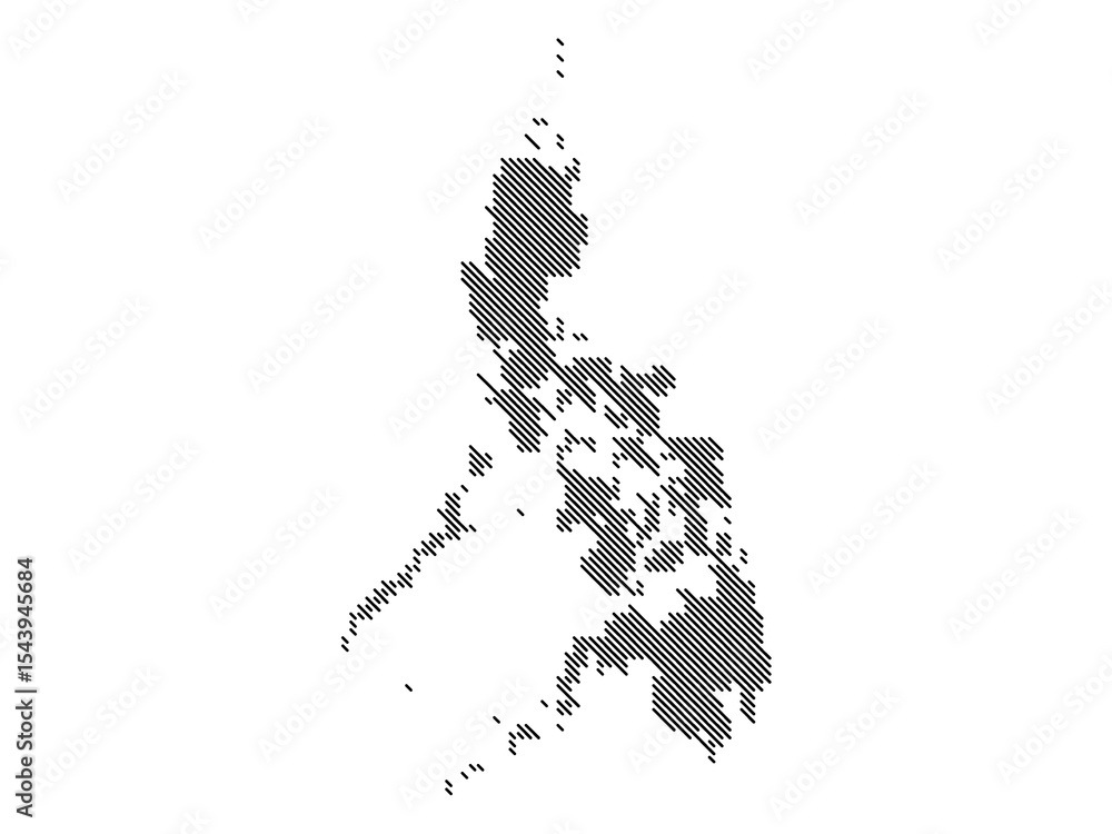 Obraz premium Top-Left Diagonal Lines Vector Map of the Philippines Large