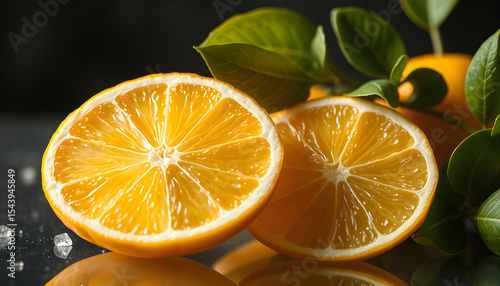 Fresh bergamot citrus slices floating on a clean transparent PNG backdrop with a crisp, airy ambiance, dramatic. isolated with white highlights