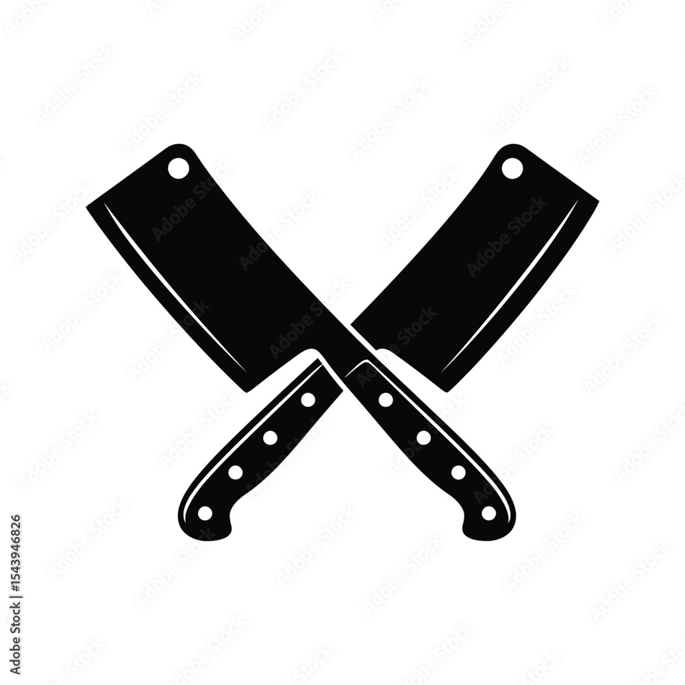 custom made wallpaper toronto digitalcrossed cleavers butcher knives meat cleaver kitchen knives chef knives black and white vector illustration graphic design element food preparation tools restaurant logo