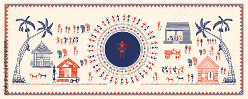 Indian Tribal Art: Daily Scenes of Village Life in Warli Style. Warli art, Indian rural life, Tribal art India, Warli painting