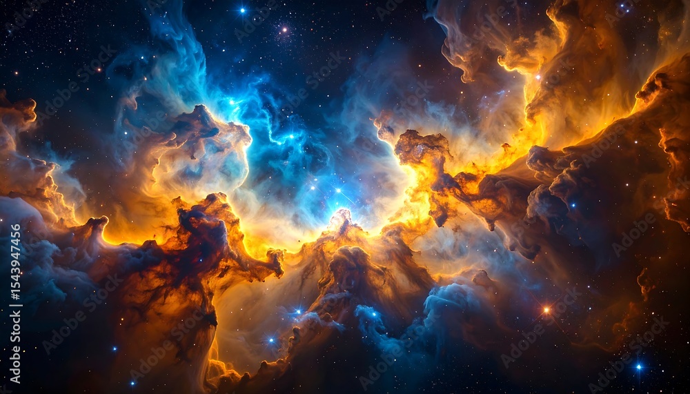 Naklejka premium Cosmic Nebula with Starscape, and Space.