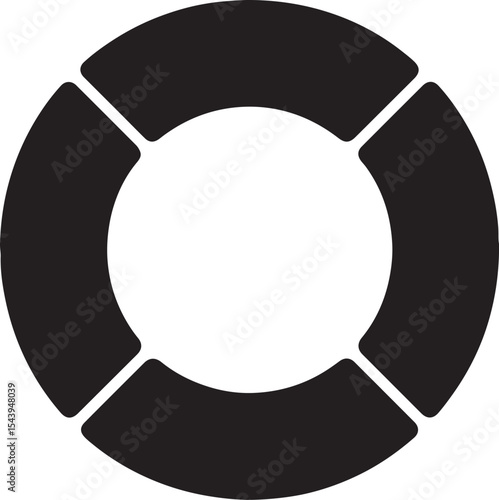 Silhouette vector of lifebuoy ring. Ideal for safety, rescue, nautical, maritime, and emergency-themed designs.