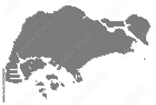 Top-Left Diagonal Lines Vector Map of Singapore Large