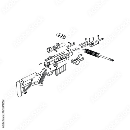 Exploded Diagram of a Sniper Rifle Detailed Parts Breakdown for Gunsmithing Repair and Maintenance