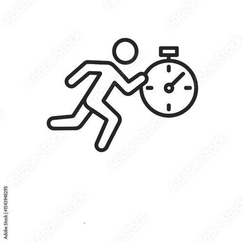 Minimal line icon of Tabata interval training with running figure and stopwatch symbol