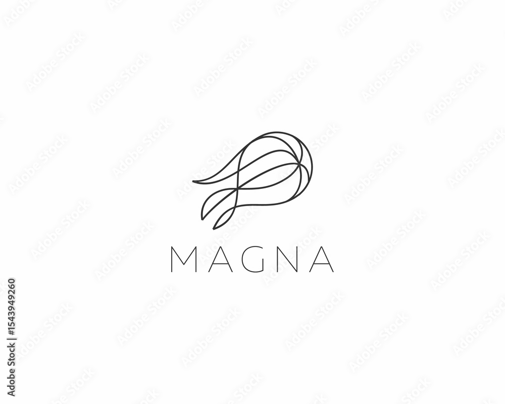 Fototapeta premium Abstract jellyfish logo from lines. Universal motion logotype. illustration.