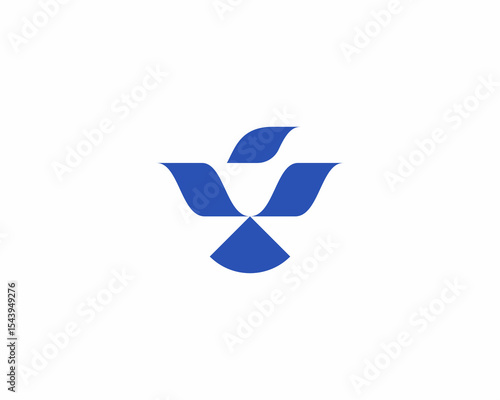 Abstract bird logo. Minimalist dove eagle silhouette in flat style. Flight freedom wings icon mark logotype.  illustration.