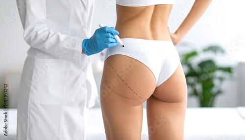 Plastic Surgery Marking Buttocks.