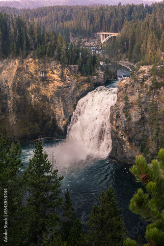 The cascading waterfall on Yellowstone River.