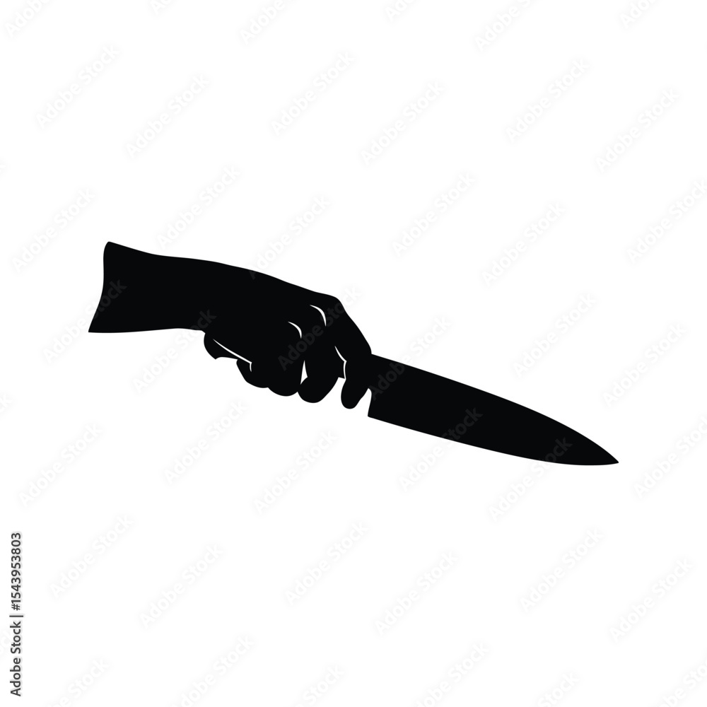 Obraz premium Silhouette of a Hand Holding a Kitchen Knife Cooking Chef Food Cutlery