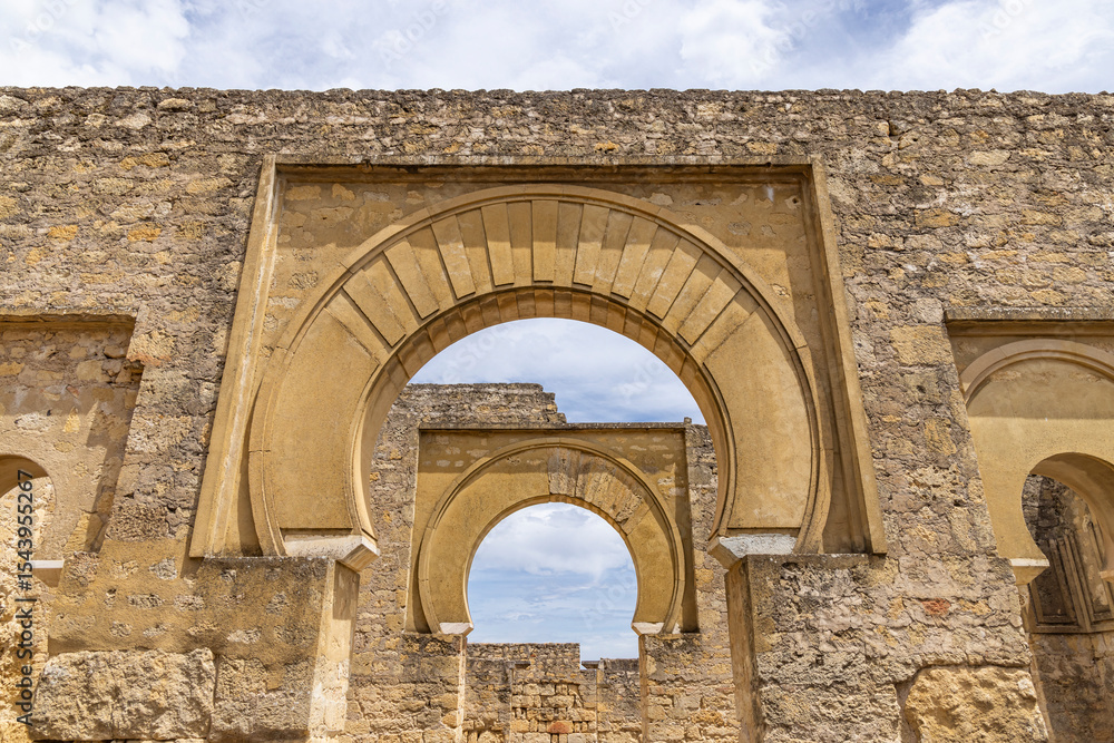 Medina Azahara, Cordoba, Andalusia, Spain. Ruins at the archaeological site of Medina Azahara, a Moorish fortified palace outside of Cordoba. Medina Azahara, Cordoba, Andalusia, Spain. Ruins at the archaeological site of Medina Azahara, a Moorish fortified palace outside of Cordoba.