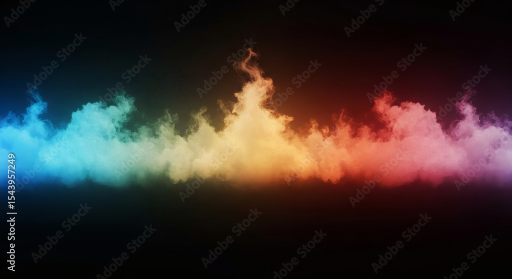 Fototapeta premium Colorful Gradient Smoke Waves, Abstract Art, Digital Creation, Dark Background, Vibrant Environment, Artistic View, Visual Concept