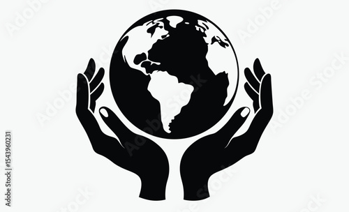 hands holding earth silhouette icon