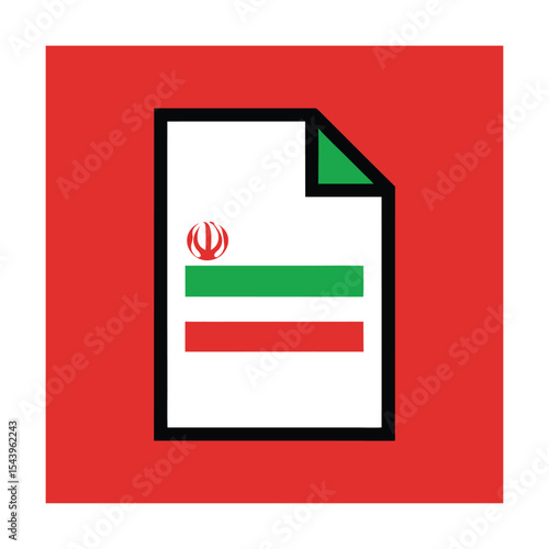 Iran Flag on Document Icon Flat Modern Concept