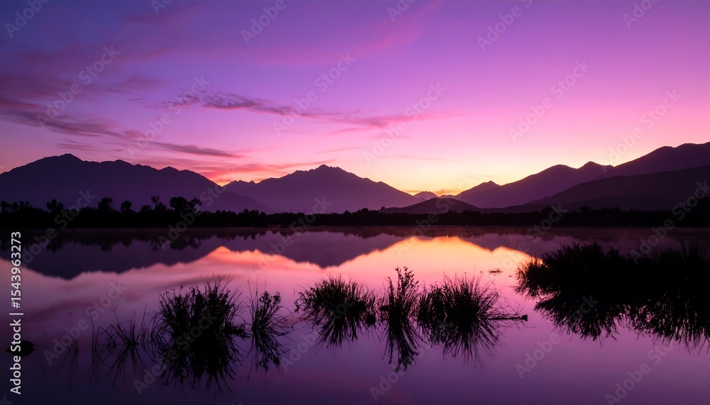 Fototapeta premium Sunrise Mountain Lake Reflection. (1)