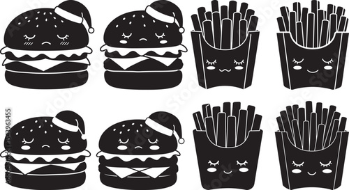 Sleepy Burger Buddy Silhouette vector illustration