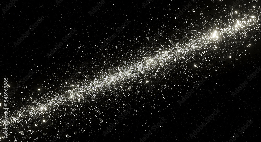 Obraz premium Cosmic Dust Trail: A mesmerizing long exposure captures a celestial river of cosmic dust and stars against a deep black background. The image evokes a sense of wonder and mystery.