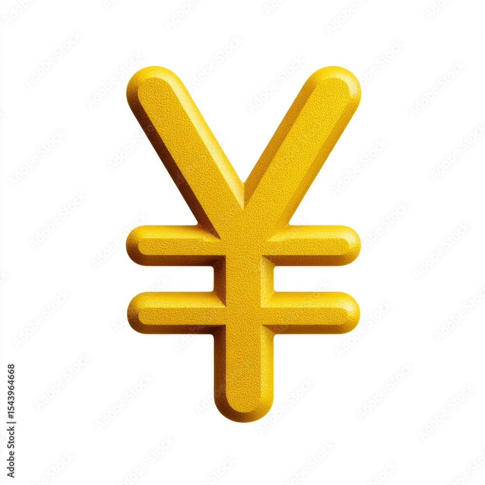 Obraz premium 3D Gold Yen Currency Symbol Isolated on White