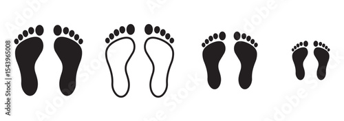 Footprint Vector Illustration Set Silhouette | Shoe, Paw, and Barefoot Print Icons Footprint Vector Illustration Set Silhouette | Human and Animal Tracks Collection