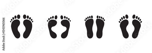Footprint Vector Illustration Set Silhouette | Shoe, Paw, and Barefoot Print Icons Footprint Vector Illustration Set Silhouette | Human and Animal Tracks Collection
