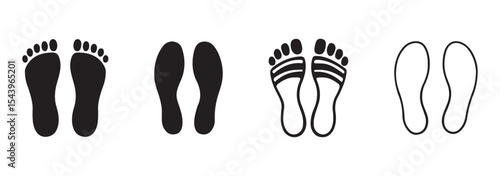 Footprint and shoe print icons set – vector illustration on white background.