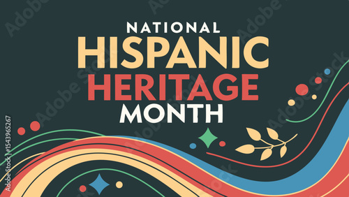 National Hispanic Heritage Month Poster with Colorful Swirls and Floral Motif, Cultural Celebration, Generative AI