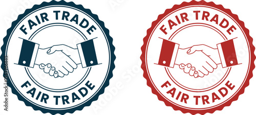 Formal Red and Blue Fair Trade Icons for Corporate, Nonprofit, or NGO Brand Use on Reports, Packaging, and Presentation Slides