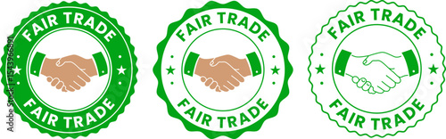 Green Fair Trade Badges for Organic Product Labels, Farmer Market Packaging, and Environmentally Friendly Branding
