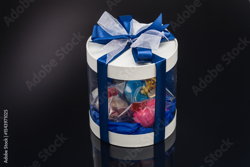 fruit berry tea in transparent balls and heart.