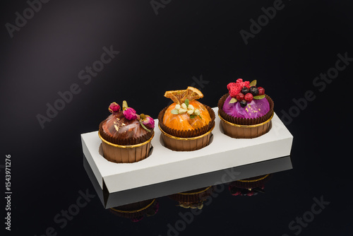 fruit berry tea in transparent balls and heart.