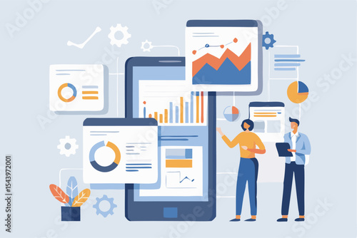 set of business people analyzing data on charts and graphs. Business using remote servers to analyzing large sets of data and recognizing mistakes.