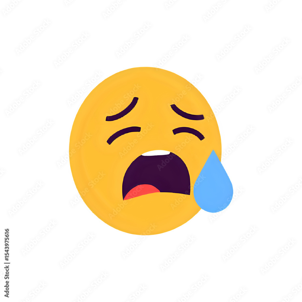 Fototapeta premium Crying Emoji: Vector Illustration of a Sad Face with a Tear