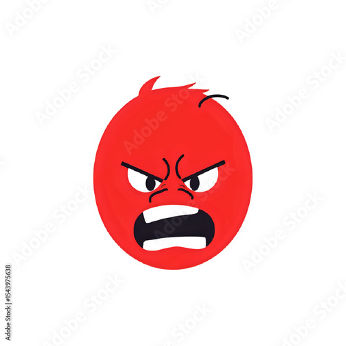 Angry Red Emoji: Vector Illustration of Furious Face Expression