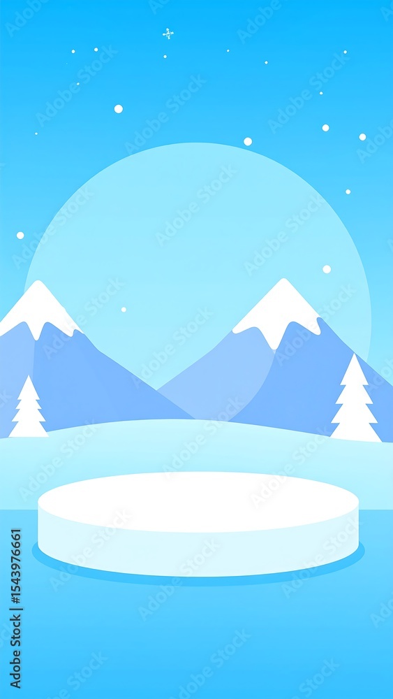 Fototapeta premium Winter landscape podium display.